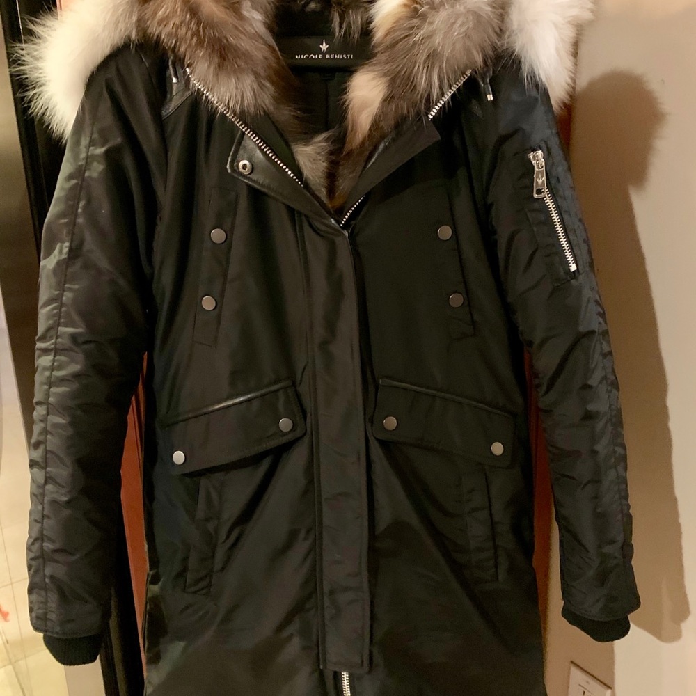 Nicole Benisti Madison Leather Trimmed Fur Parka